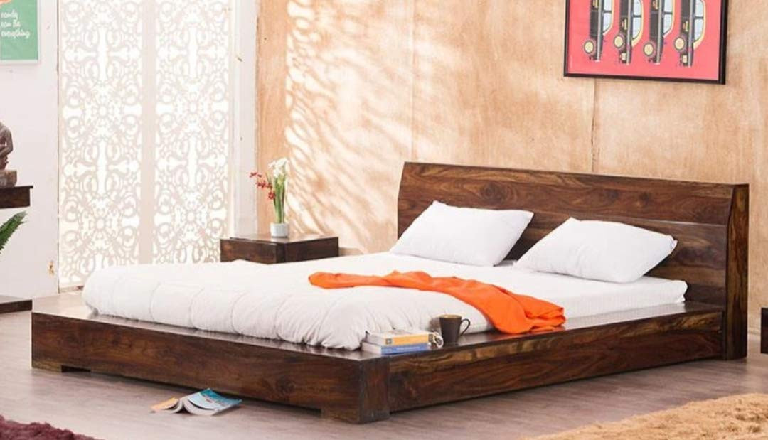 Mp Wood Furniture Sheesham Solid Wood Voted Platform Queen Size Bed For Beautiful Bedroom 0654