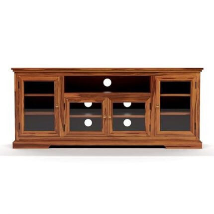 mp wood furniture Solid Wood Natural Finishing TV Entertainment Unit (Honey)