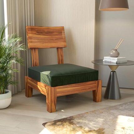 mp wood furniture Sofa Chairs for Living Room Sheesham Wood Single Sofa Chair – Solid Wood Comfort Perfect for Your Living Room or Balcony. Elegant, Durable Design (Honey)